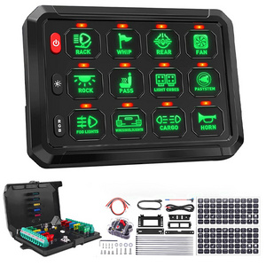 RGB 12 Gang 12V Switch Panel with Circuit Control Relay System Box for Truck RV Offroad