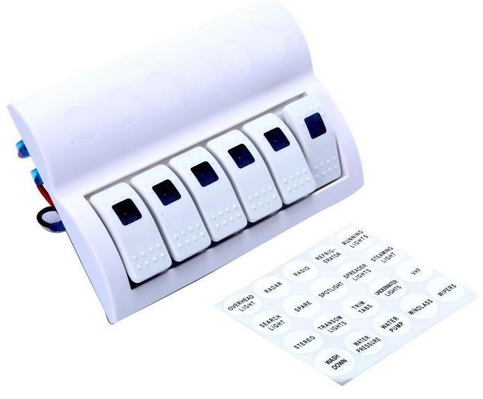 DC 12V 24V Waterproof Marine Boat 6 Gang Led Light Rocker Switch Panel For Car RV Offroad SUV