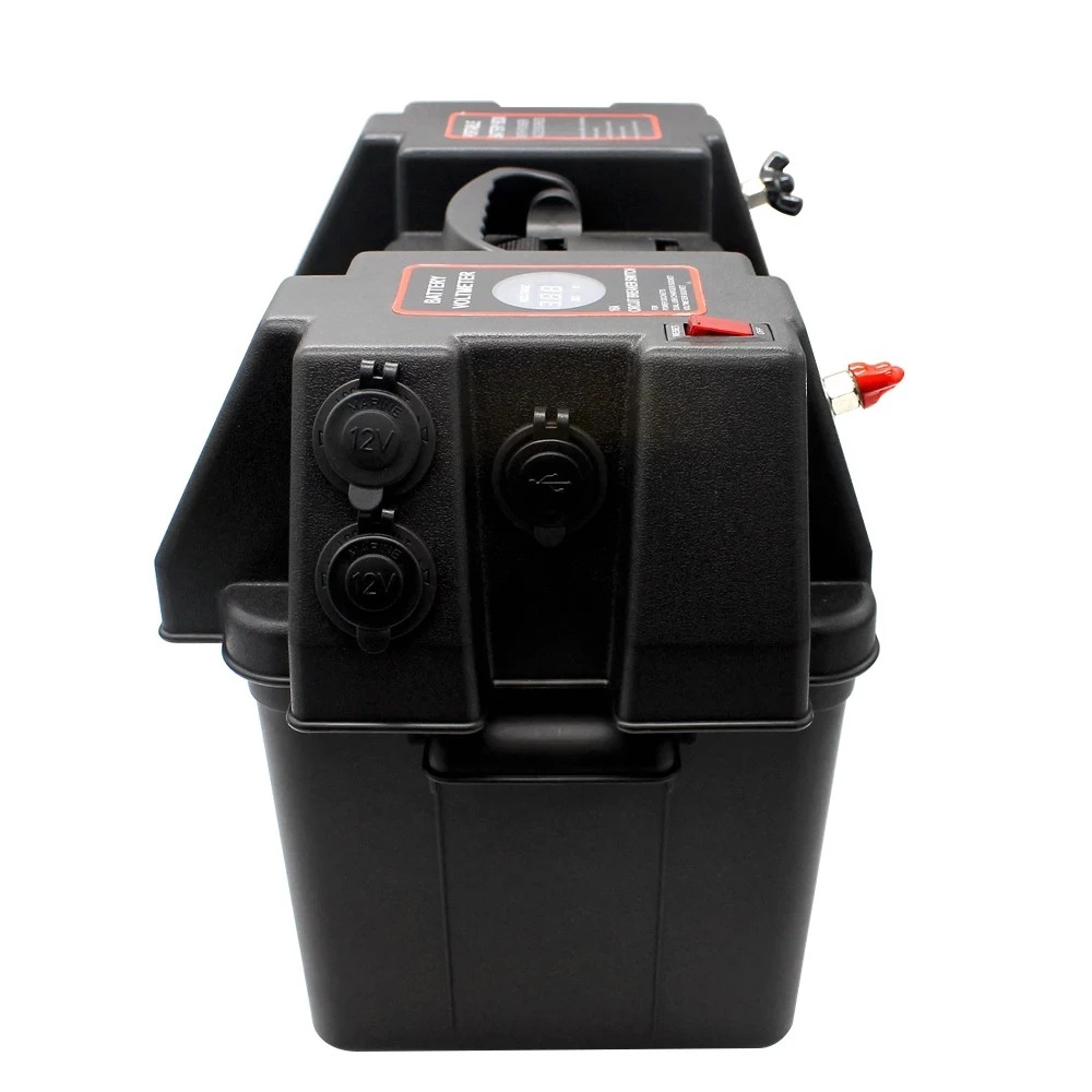 Machine 12V Battery Box USB Car Charger with LED Voltmeter Display Screen for Car Truck Boat Trailer RV