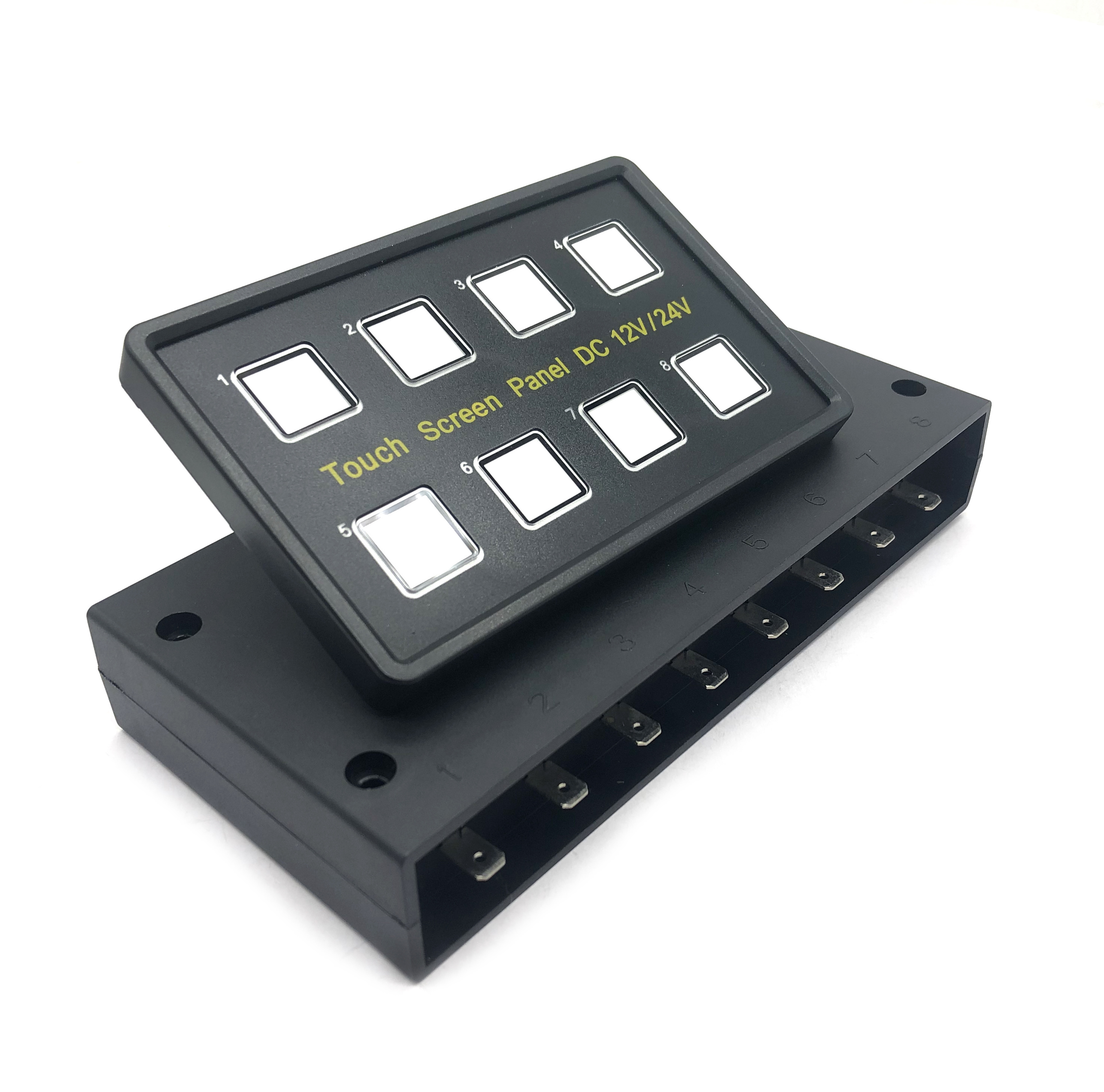 DC12V 24V 8 Gang Universal Circuit Control Relay System Box  On-Off LED Switch Pod Touch Switch Box