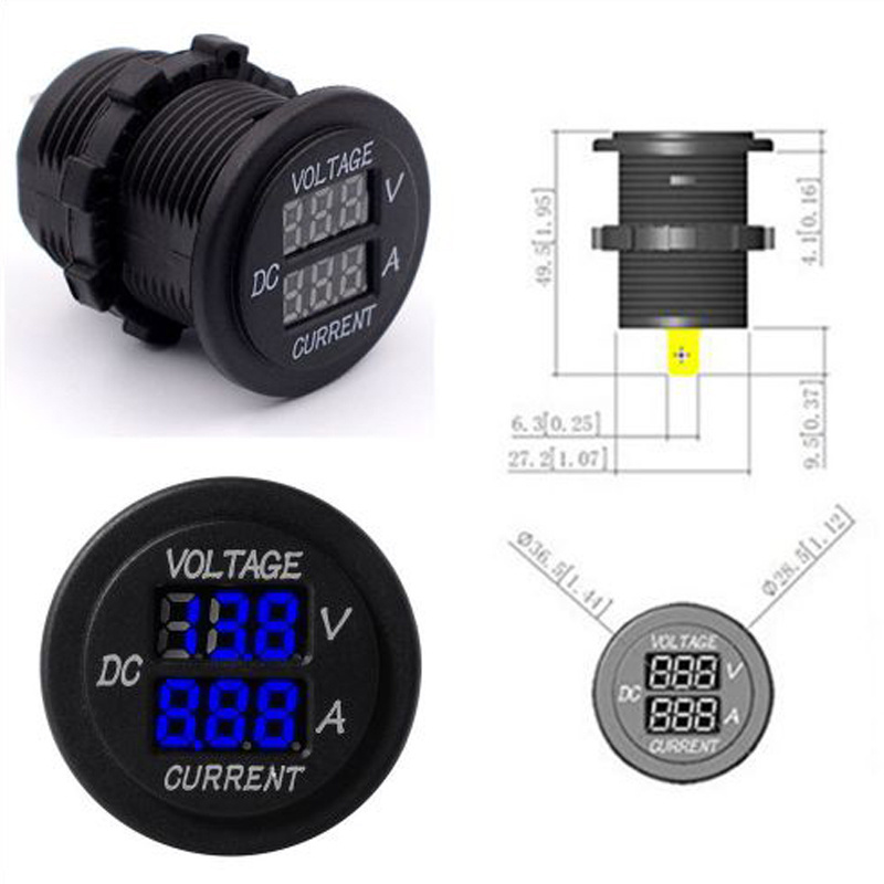 Digital Dual LED Voltmeter Amperemeter Voltmeter Gauge 12V-24V for Ship yacht bus car