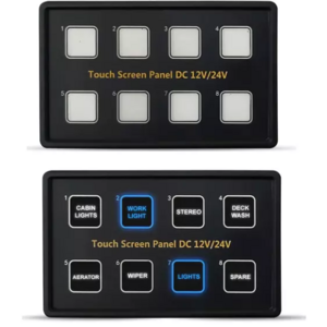 DC12V 24V 8 Gang Universal Circuit Control Relay System Box  On-Off LED Switch Pod Touch Switch Box