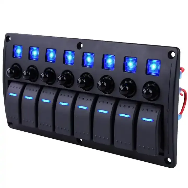 Custom Carling Style Rocker Switch On-Off LED Indicator Boat Switch Panel ABS Blue LED Light For Jeep Accessories Boat