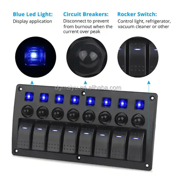 Custom Carling Style Rocker Switch On-Off LED Indicator Boat Switch Panel ABS Blue LED Light For Jeep Accessories Boat