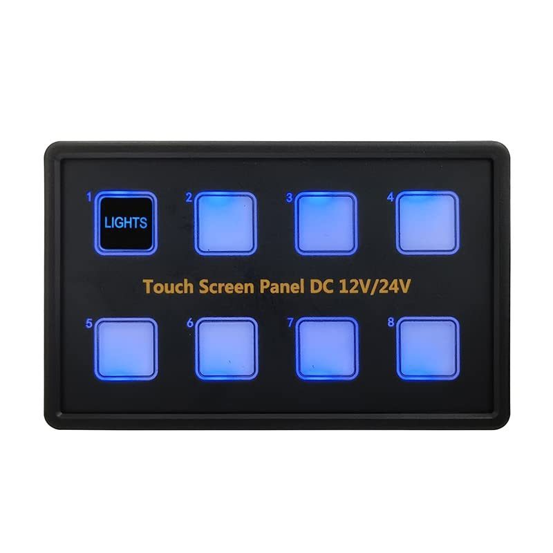 DC12V 24V 8 Gang Universal Circuit Control Relay System Box  On-Off LED Switch Pod Touch Switch Box