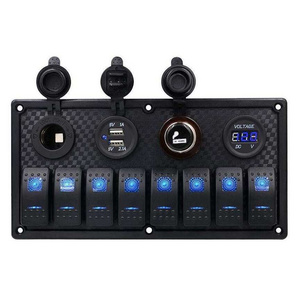 8 Gang Rocker Switch Panel Led Dual USB Charger Digital Voltmeter Marine Boat Car Switch Panel 12V 24V