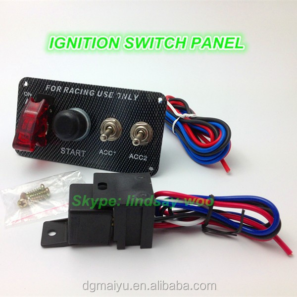 Ignition Engine Start Push Button LED Toggle Switch Carbon Panel for CAR BOAT