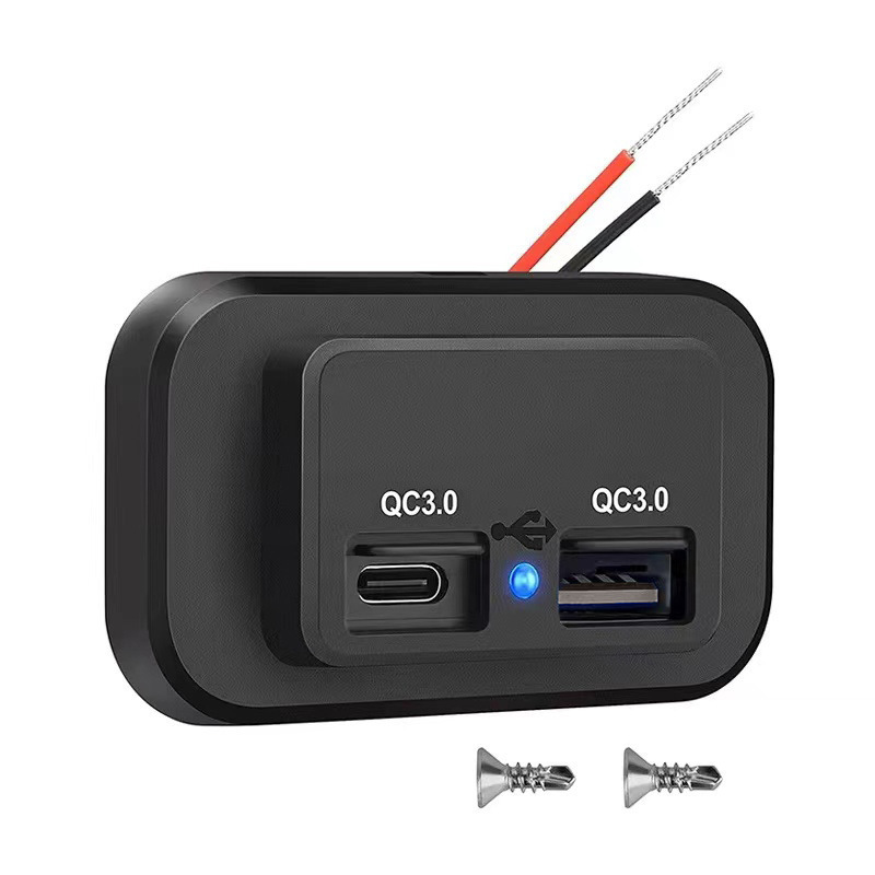 Car RV modification, in car USB port dual QC fast charging adapter, external car charging cable cc