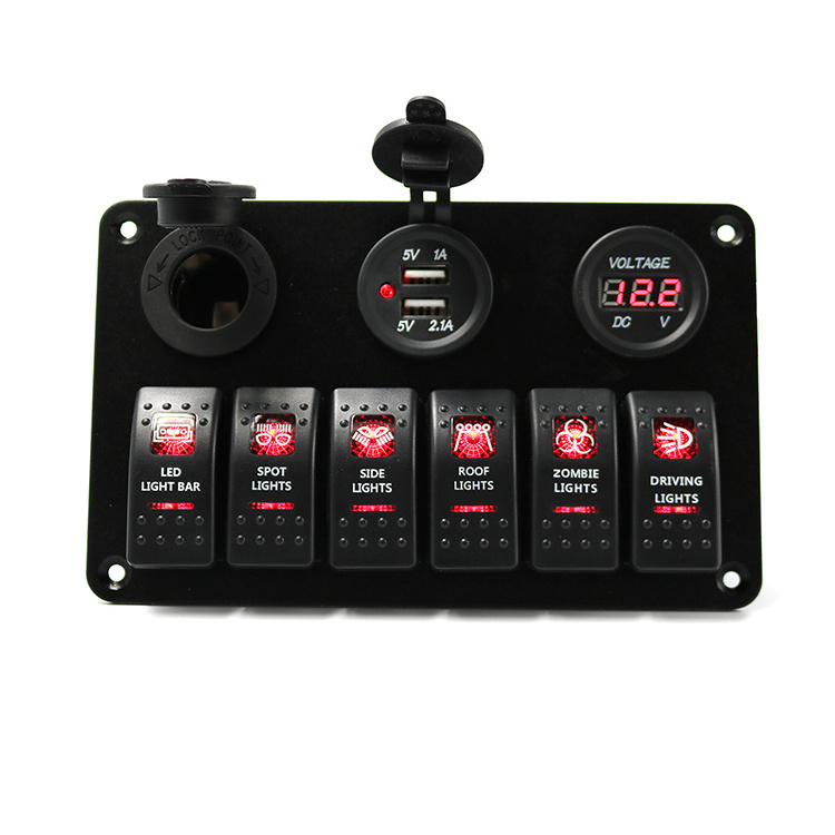 6 gang LED automotive switch panels marine switch panel