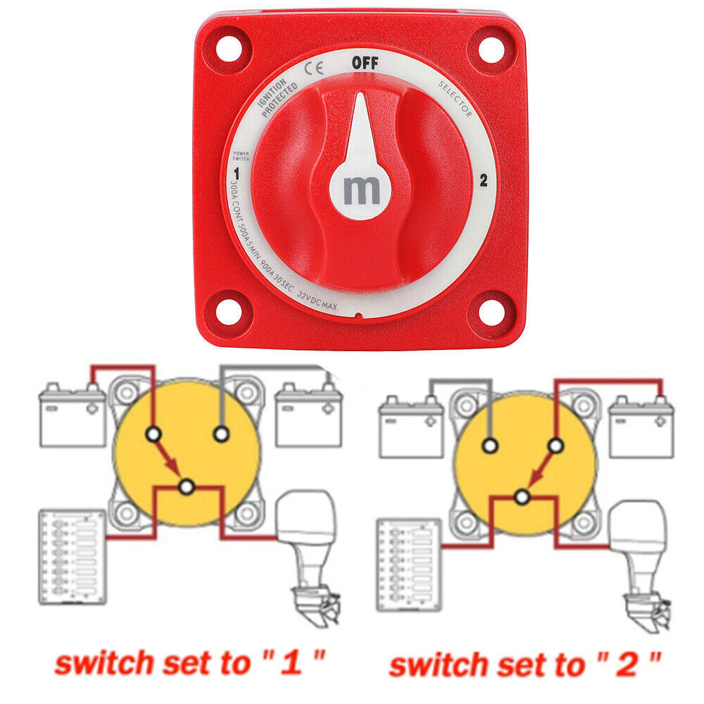 Battery On Off Switch Marine 300A Battery Switch 3 Position Dual Circuit Power Disconnect Cut Off Isolator for Marine Boat Car