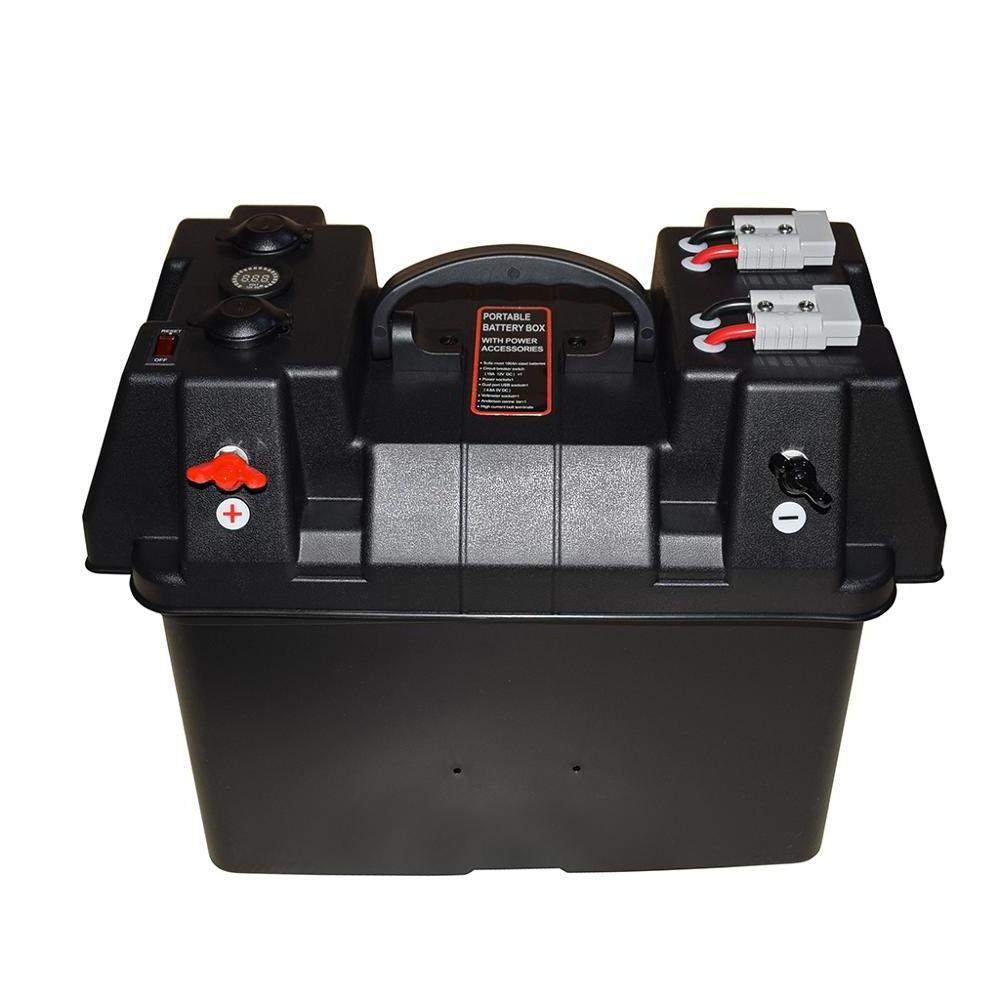 12V 24V Motor Power Station Portable Battery Box with USB charger Voltmeter Power socket solar charging plug