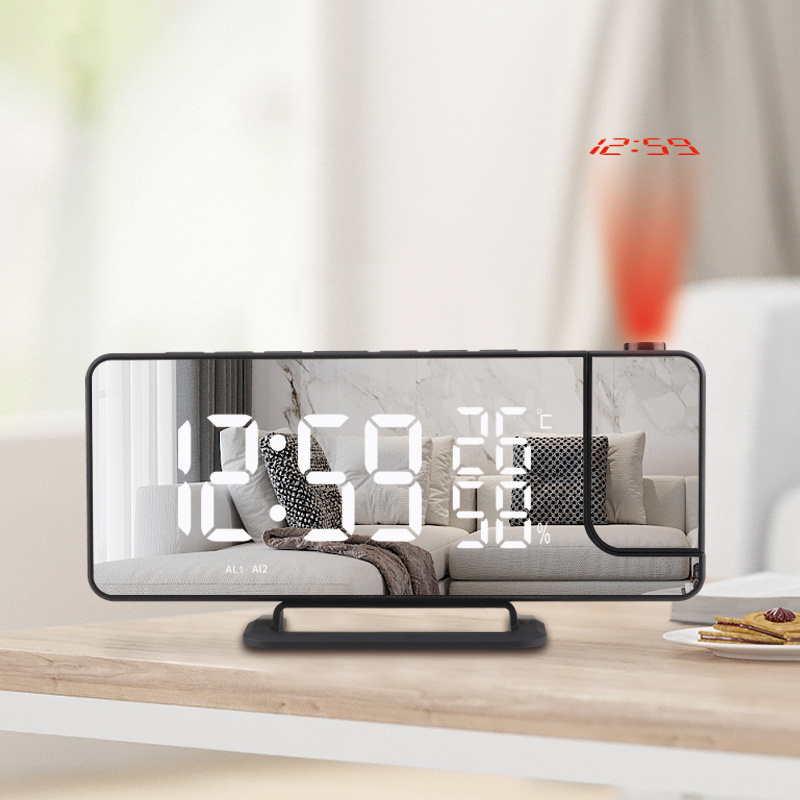 Mirror With Ceiling Projector Electronic Digital Clocks Radio Led Projection Alarm Thermoperature And Humidity Clock