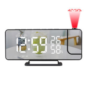 Mirror With Ceiling Projector Electronic Digital Clocks Radio Led Projection Alarm Thermoperature And Humidity Clock