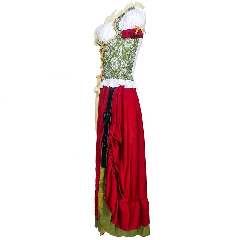 MANNI Women's German Dirndl Dress Bavarian Oktoberfest Costumes for Halloween Carnival