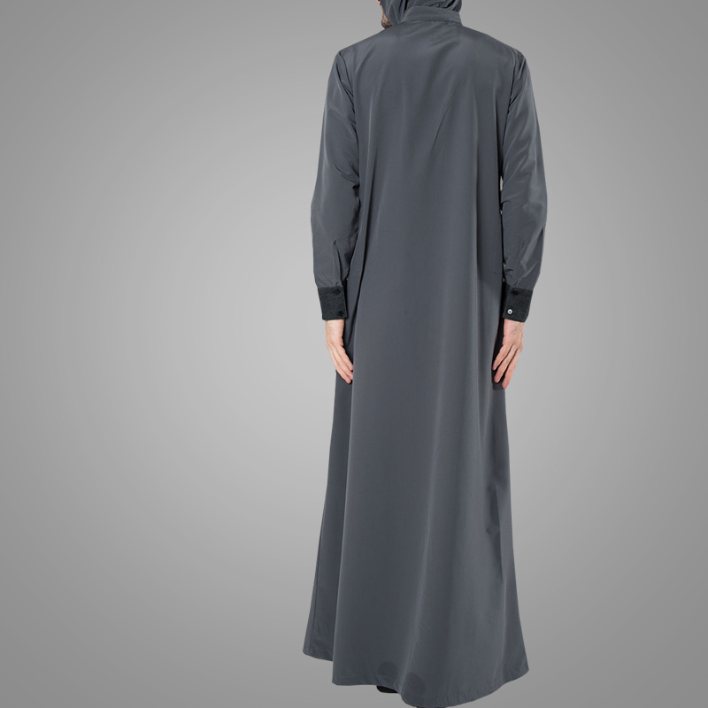 High Quality Sports Style Muslim Men's Hooded Zipper Thobe Islamic Men Clothing Fashion Jubba