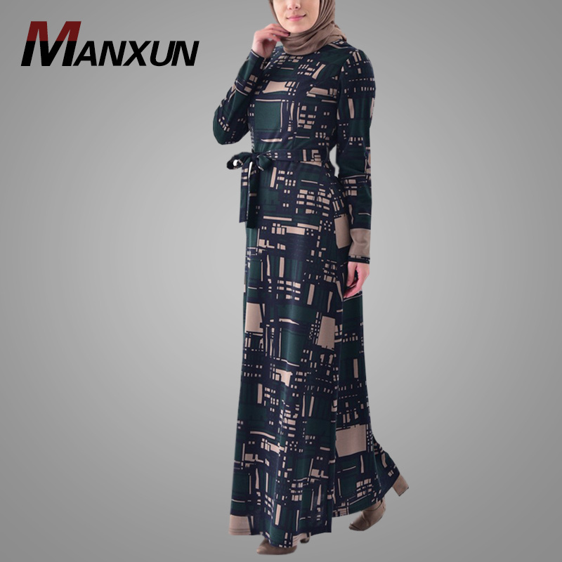 New Models Style Muslim Dress  Moroccan Style Dubai Fancy Printing Kaftan Dress Islamic Clothing Wholesale