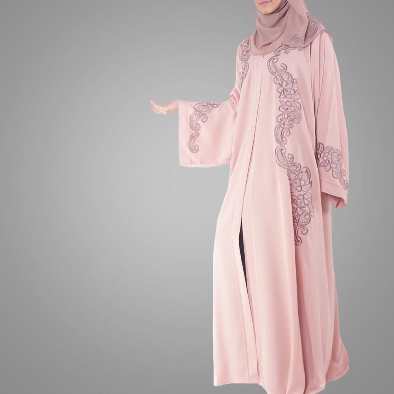 Factory Made Good Quality Women kaftan Kimono Pink Abaya Fashion Pakistani Burqa Beautiful Embroidery Pattern Dubai Abaya