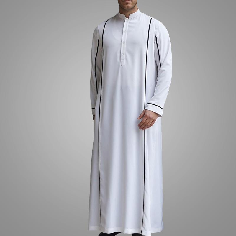 Factory Sale Long Sleeve Muslim Men Thobe Daffah High Quality Islamic Clothing Moroccan Style Robe Kaftan Thobe