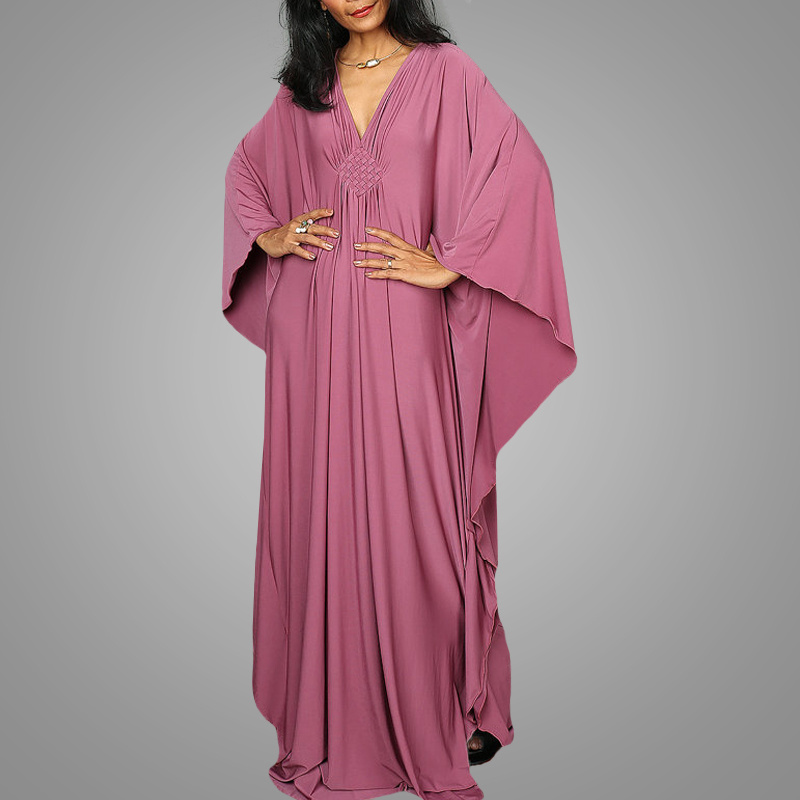 Newest Dubai Abaya Maxi Dress Butterfly Kimono Dusty Pink Kaftan Muslim Women Jilbab Arab Burqa Islam Clothing