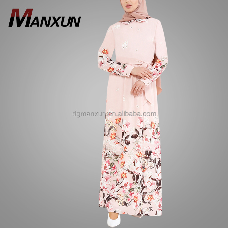 New Arrival Manxun Abaya Women Floral Beautiful Dubai Abaya Wholesale Maxi Dress Islamic Clothing