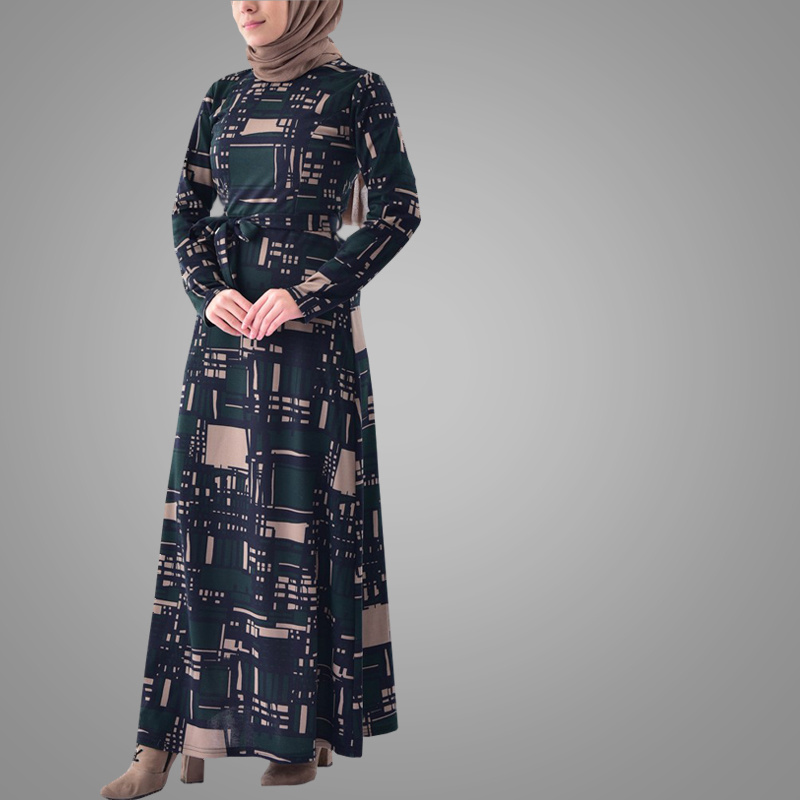 New Models Style Muslim Dress  Moroccan Style Dubai Fancy Printing Kaftan Dress Islamic Clothing Wholesale