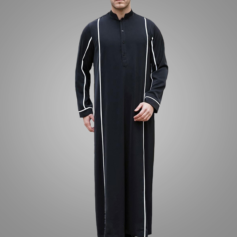 Factory Sale Long Sleeve Muslim Men Thobe Daffah High Quality Islamic Clothing Moroccan Style Robe Kaftan Thobe