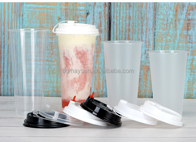 Custom printed disposable clear 12oz 16oz 22oz pp cup Frosted fruit milk boba bubble tea plastic cup