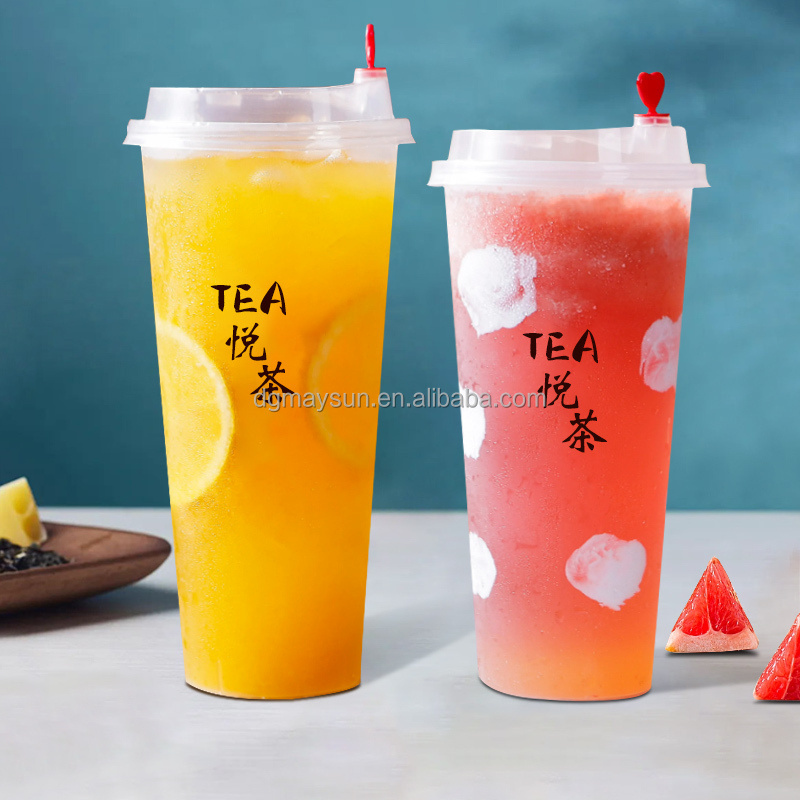 Custom printed disposable clear 12oz 16oz 22oz pp cup Frosted fruit milk boba bubble tea plastic cup