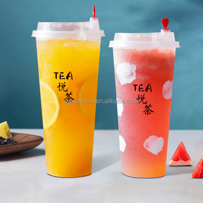 Custom printed disposable clear 12oz 16oz 22oz pp cup Frosted fruit milk boba bubble tea plastic cup