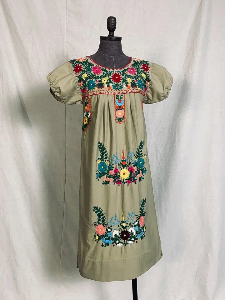 2021 Summer latest embroidered dress women ethnic blouse vintage clothing mexican dresses