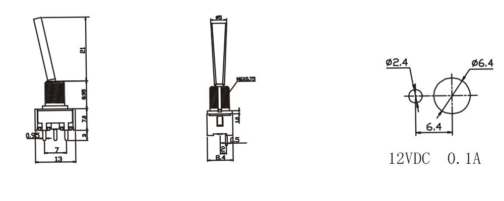 Metal Vertical Push 3pin 3 Position on off on DC 12V 0.1A  small miniature mini pull toggle switch