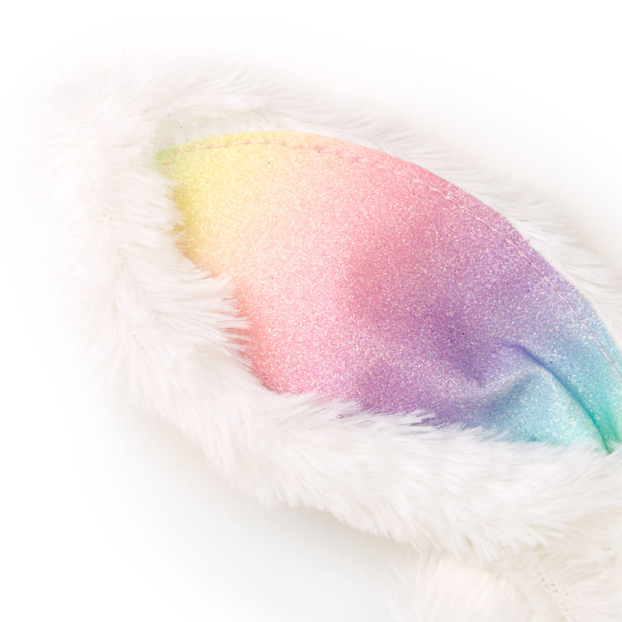 Soft fluffy rainbow bunny ears Sparkling bunny ears animal moulding cute cat earsgirl hair pig colon scrunchies for girls