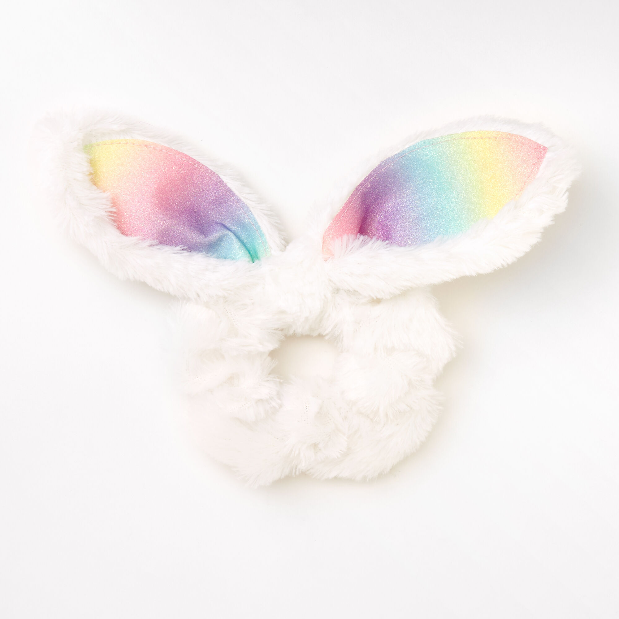 Soft fluffy rainbow bunny ears Sparkling bunny ears animal moulding cute cat earsgirl hair pig colon scrunchies for girls