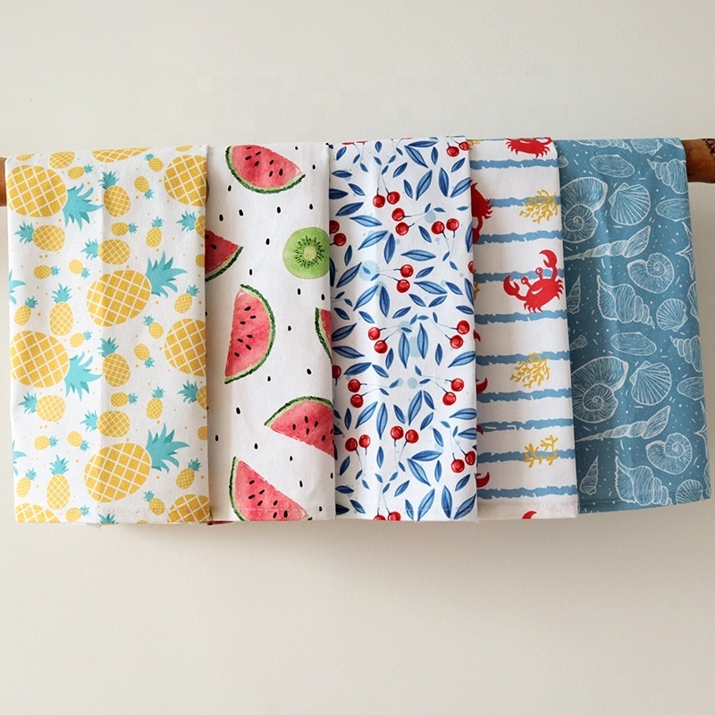 Fruit pattern printing Dust proof cloth tea towels dish towel Super Soft for Hotel Quality Quick Drying Cleaning Dishcloth Towel