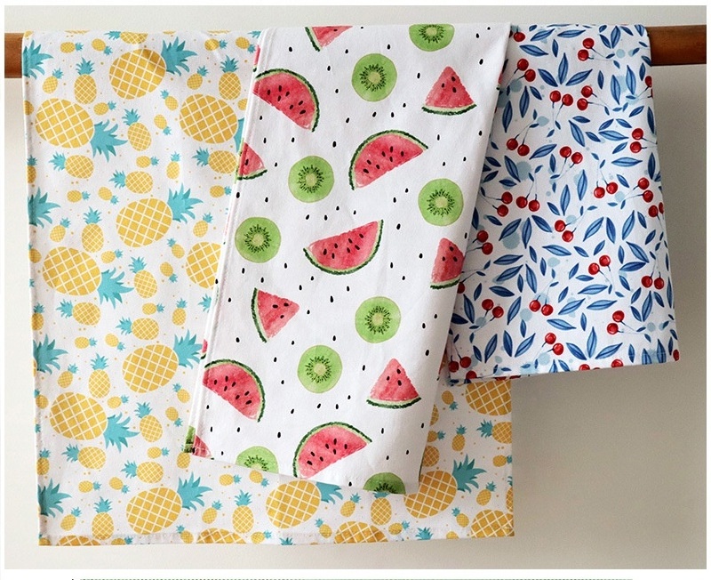 Fruit pattern printing Dust proof cloth tea towels dish towel Super Soft for Hotel Quality Quick Drying Cleaning Dishcloth Towel