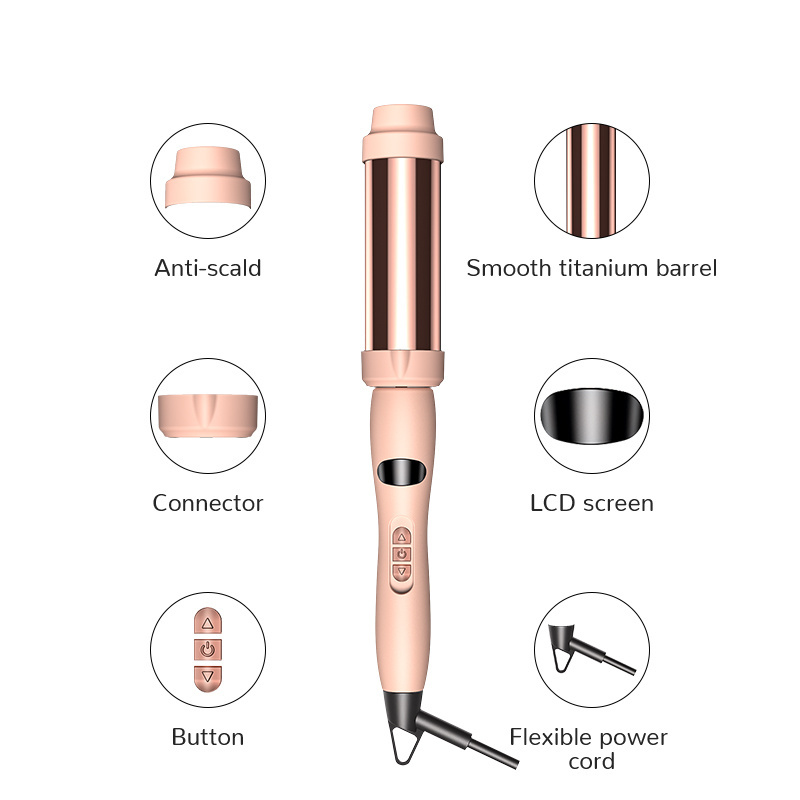 Negative Ion Electric Hot Curlers Irons Professional Hair Curler Rose Gold Titanium Big Barrel Curling Wand Curling Iron