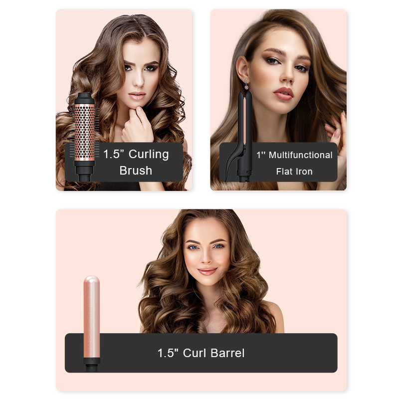 3 in 1 Curling Wand Electric Portable Ceramic Rotating Wave Curler Irons Machine Self Grip Curly Hair Iron Straightener Comb