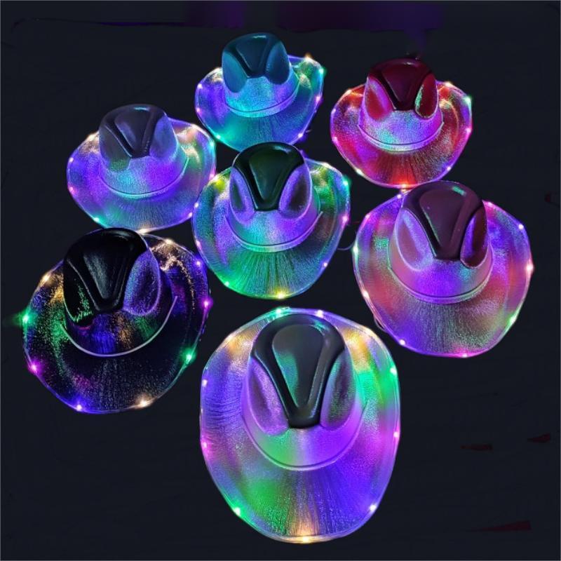 LED Light Up Hats Wholesale Customized Holiday Party Hats Western Cowboy Hat Prom caps