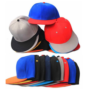 Yupoong snapback OEM Service Custom Brim Blank Snapback Cap, Fashion Plain Black  Flat Brim Gorras Hat