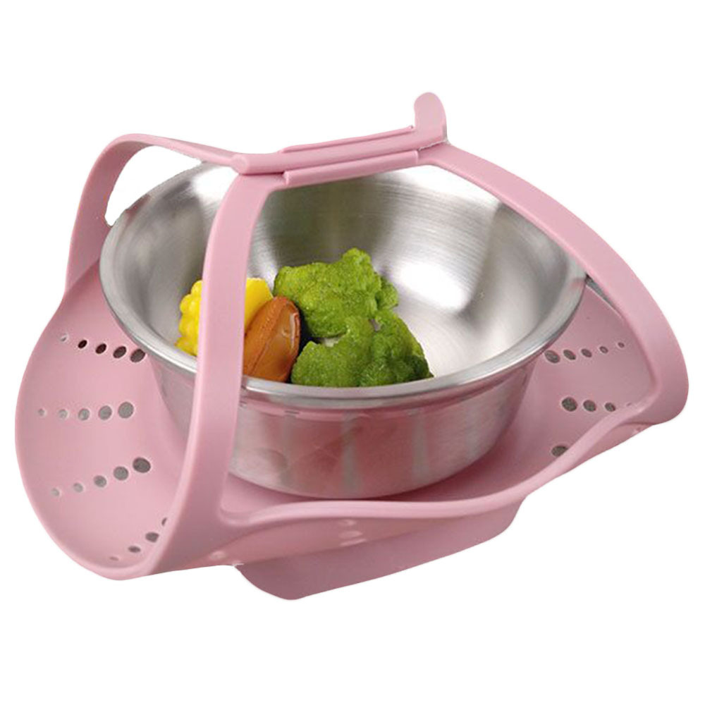 MHC Kitchen Gadgets eco-friendly steamer handle folding kitchen cooking Silicone Steamer Basket steamer for food