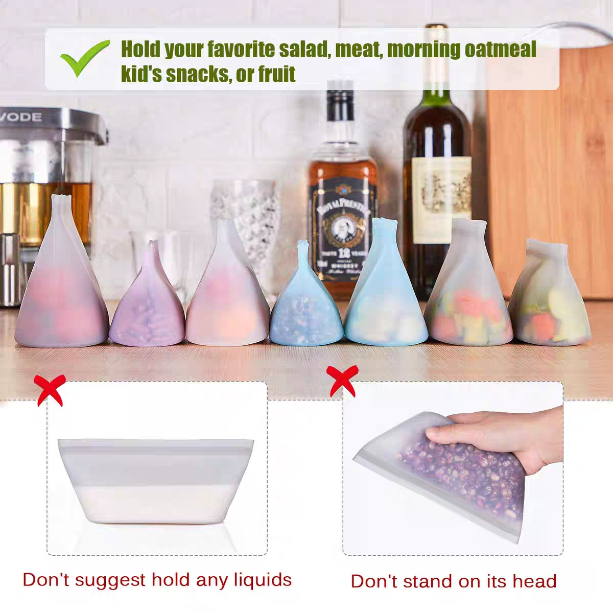 MHC new kneading snack ziplock breast milk freezer reusable custom silicone food storage Kitchen Storage Bags silicone bag