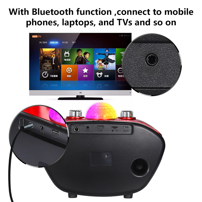 Colors light changing Mini bluetooth karaoke speakers wireless microphones home theatre system for family theater karaoke ktv