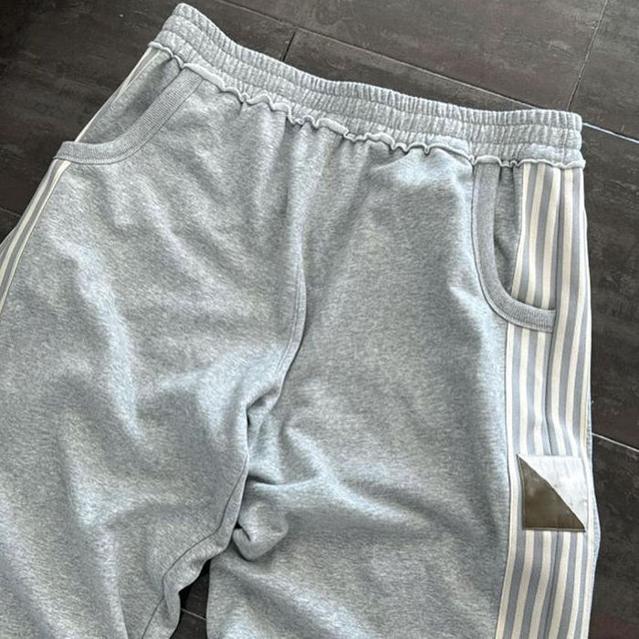 Oem Custom Straight Leg Sweatpants Men Custom Striped Side Oversized Wide Leg Track Pants Raw Hem Jersey Sweatpants For Men