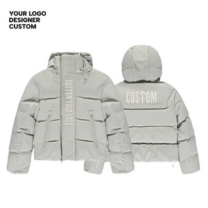 Oem Wholesale Casual Street Winter Detachable Hood Puffer Coat Jacket Custom Waterproof Ripstop Down Puffer Jacket For Men