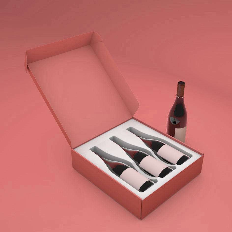 Quality Luxury Fancy Foldable Wine Shipping Box Custom Gift Corrugated Packaging 3bottle White Wine Gift Box Wholesale