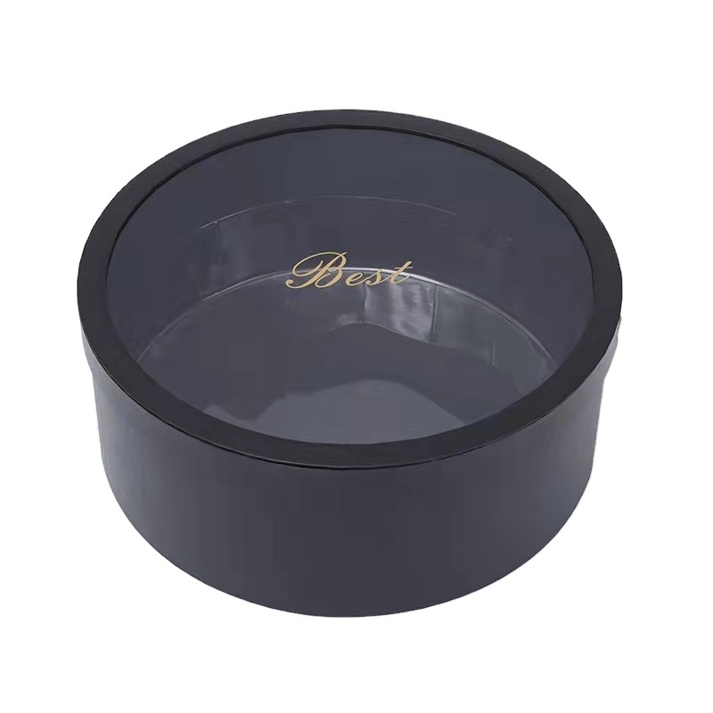 Luxury Elegant round gift box custom rose flower carton box packaging mothers day 2025 flower box with clear pvc lids