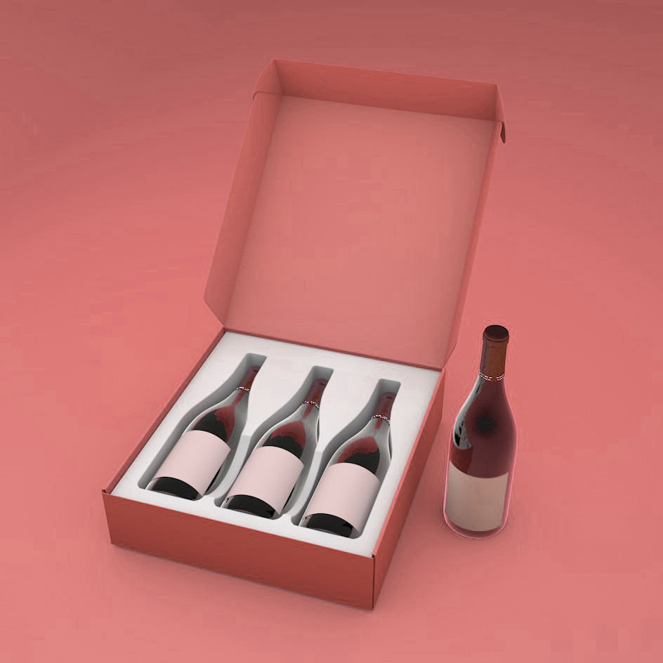 Quality Luxury Fancy Foldable Wine Shipping Box Custom Gift Corrugated Packaging 3bottle White Wine Gift Box Wholesale