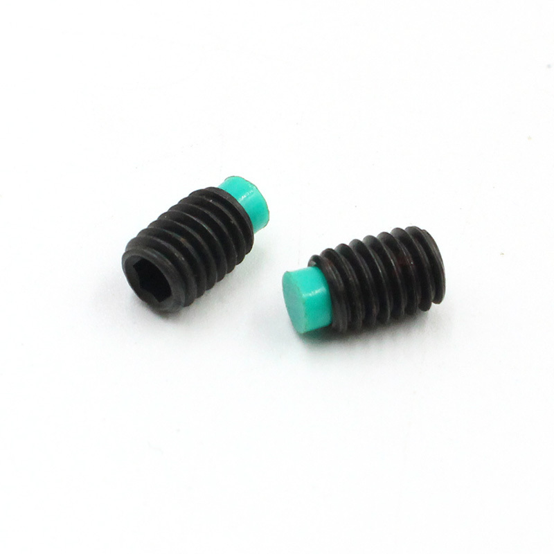 High precision dog point tail machine screw hex socket black oxide metric m2 m3 m4 m6 blue nylon tip set grub bolt