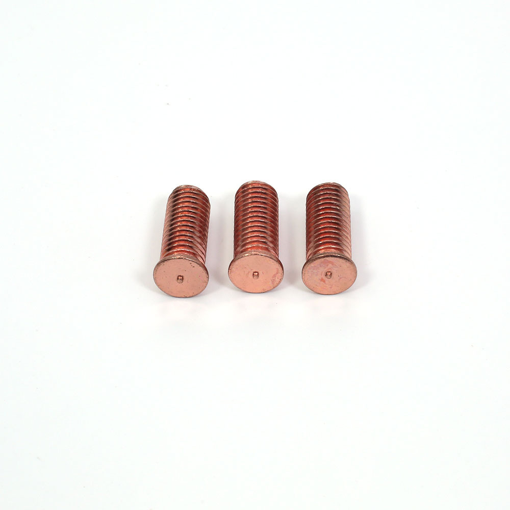 Custom Red Copper Hex Head Bolts M8 Model Zinc Plated Thread Size M7 GB Standard Welding Screw Spot CD Weld Stud