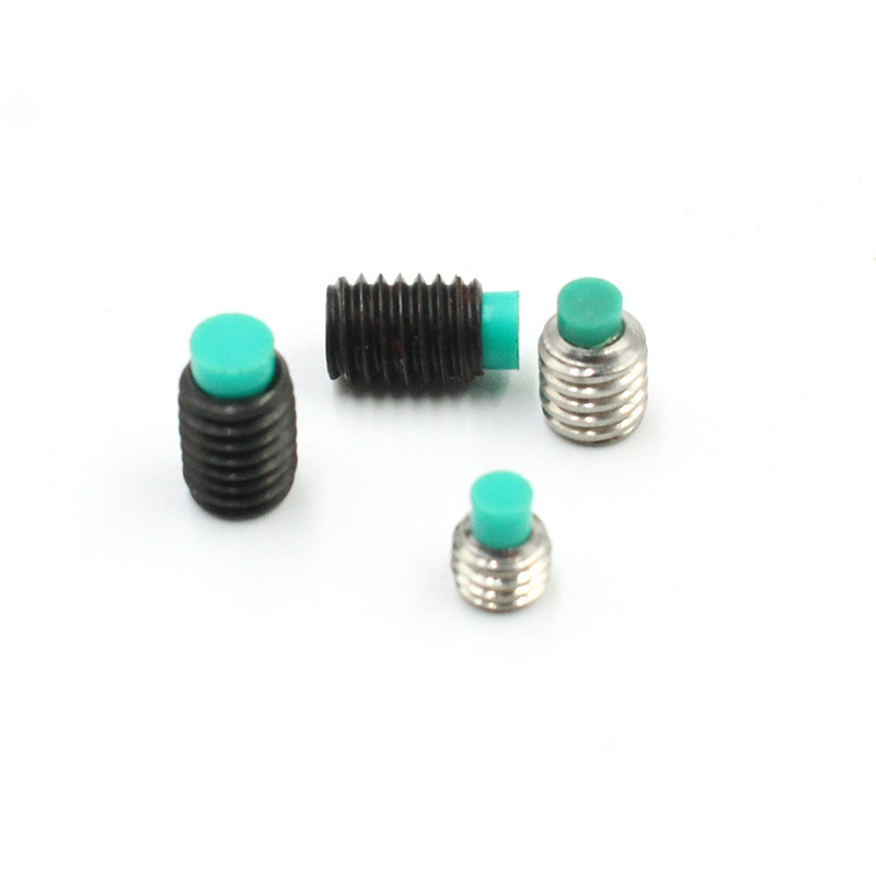 High precision dog point tail machine screw hex socket black oxide metric m2 m3 m4 m6 blue nylon tip set grub bolt